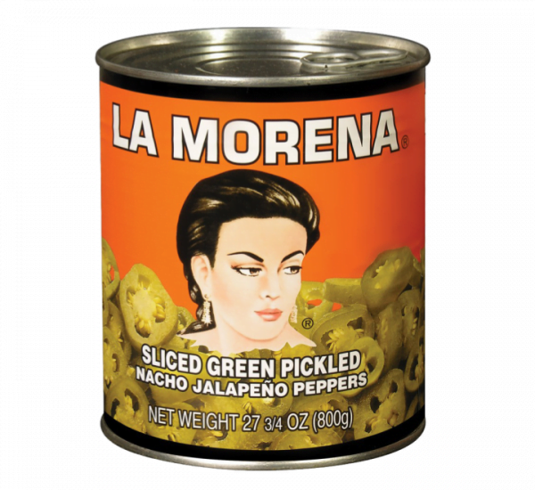 Sliced Green Pickled Nacho Jalapeño Peppers (La Morena)